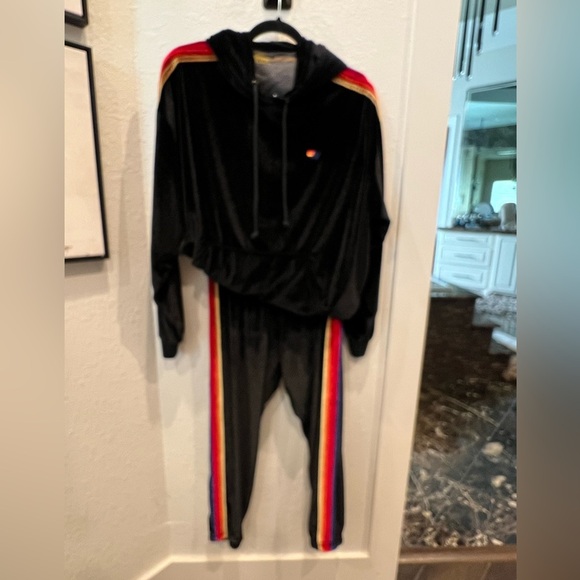 Aviator Nation Classic Velvet Relaxed Hoodie- Black - Picture 9 of 9